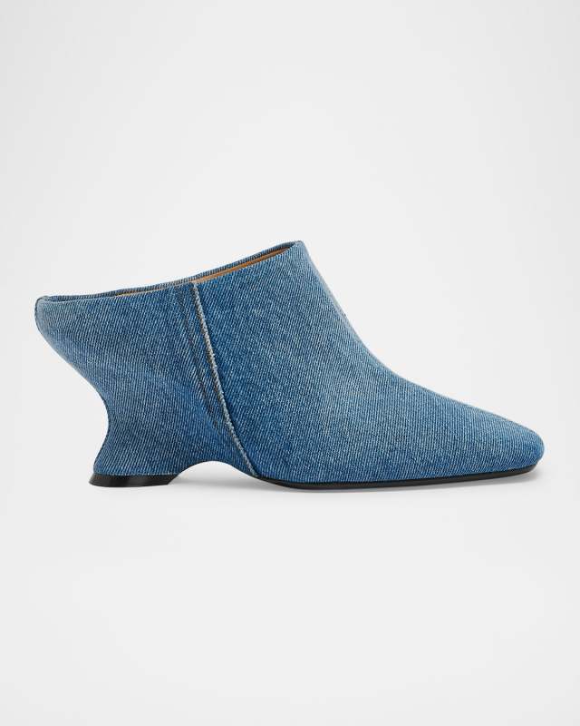 Glove Denim Wedge Mules